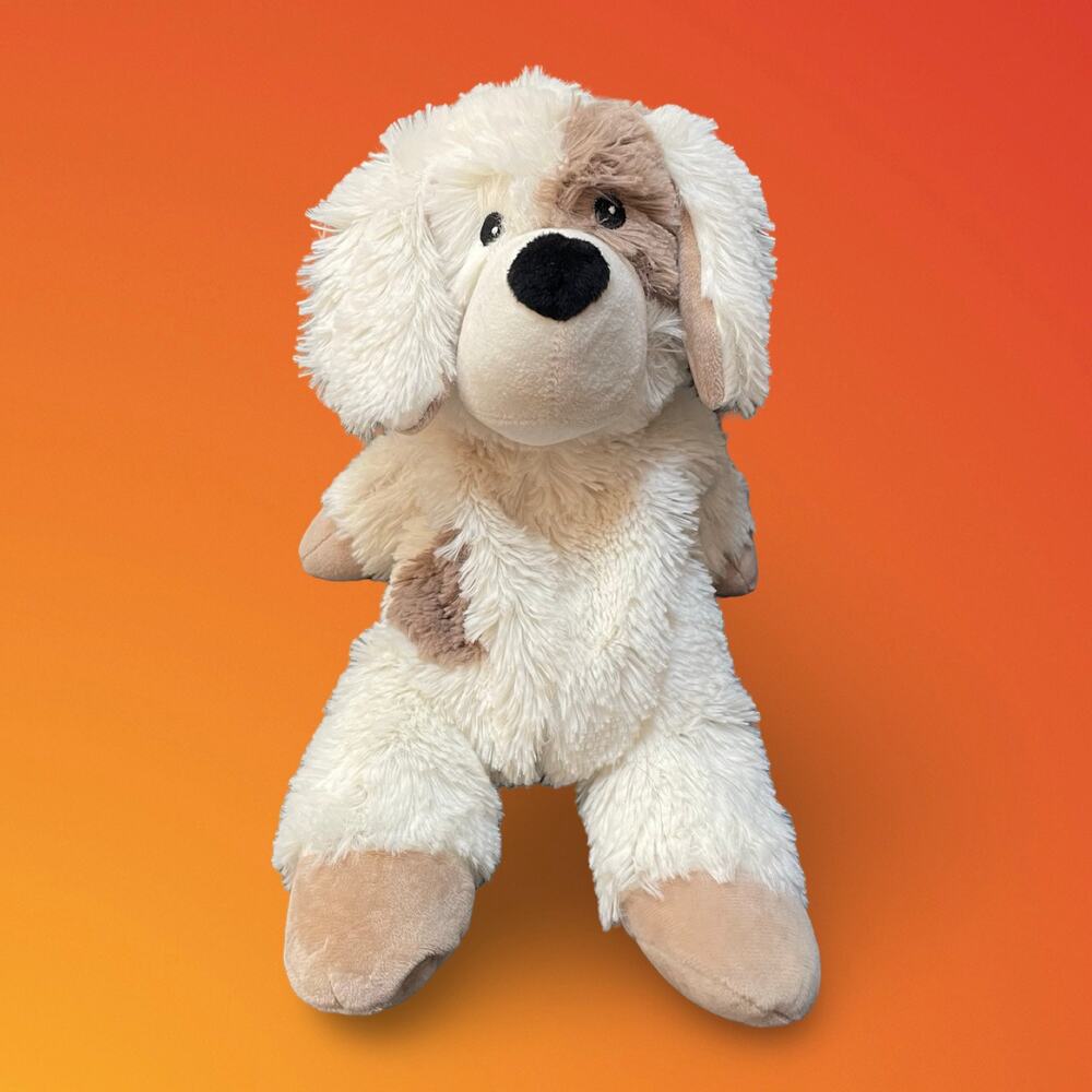 Warmies Puppy Dog Cream & Brown Microwaveable Weighted Stuffed Animal Plush 13"